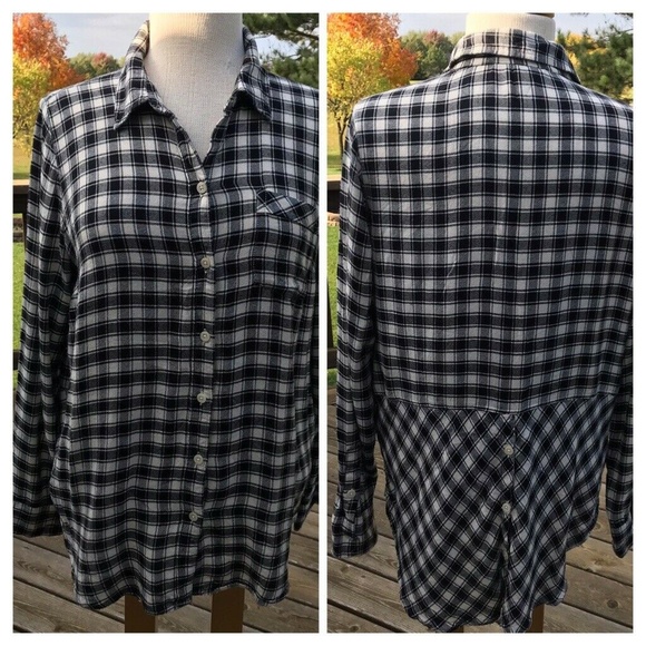 Lucky Brand Tops - Lucky Brand Tunic Shirt Long Sleeve M Black Cream